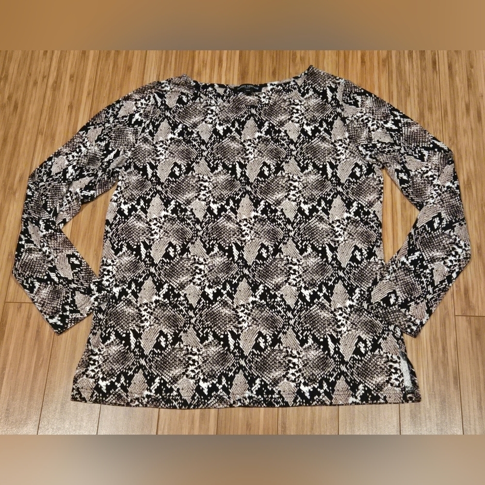 Mario Serrani Snake Print Long Sleeve Top